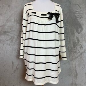 Coquette Girl Girlhood Bow Striped Ribbed Sleeve Sweater Top Wmn’s 2X